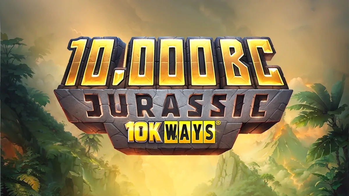 Cena do jogo de slot 10,000 BC Jurassic 10K Ways com temática de dinossauros